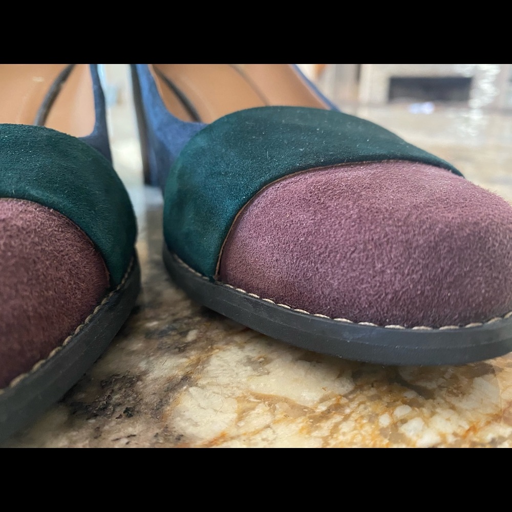 Clarks Artisan Suede Multi Color Block Heels Sz 9